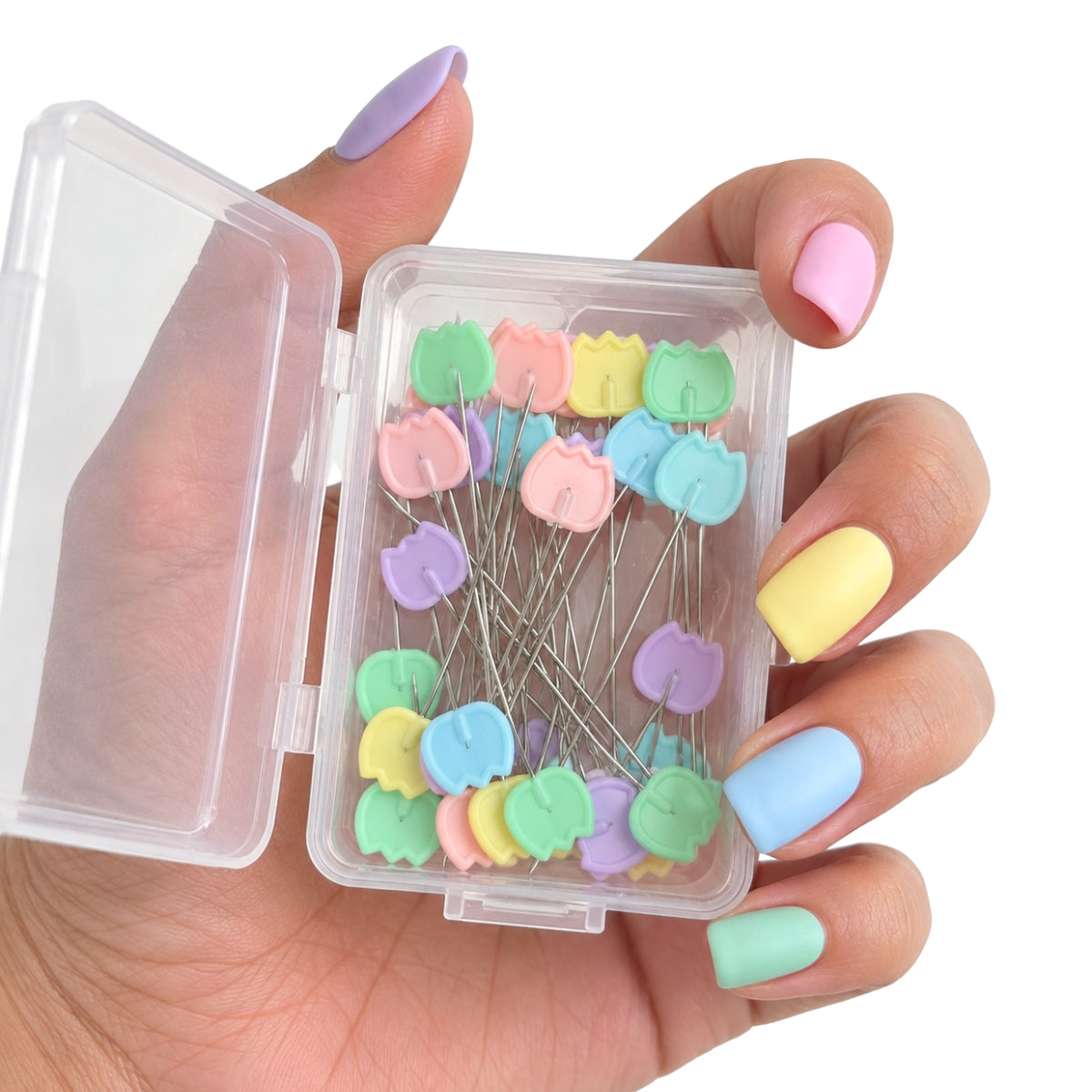 Tulip Flower Sewing Pins - Assorted Pastels (Pack of 50)