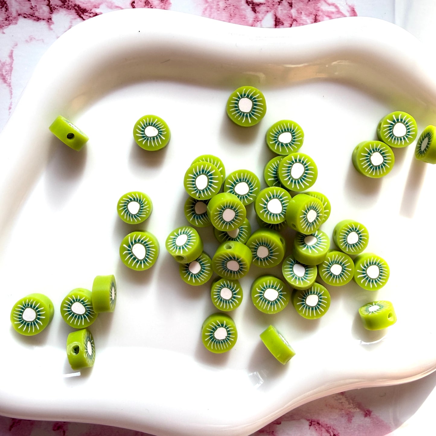 Kiwi Polymer Clay Beads — Pack of 20