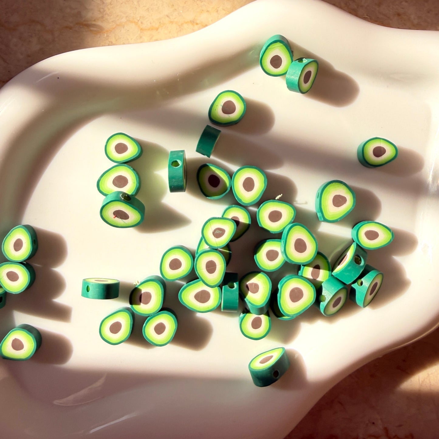 Avocado Polymer Clay Beads — Pack of 20