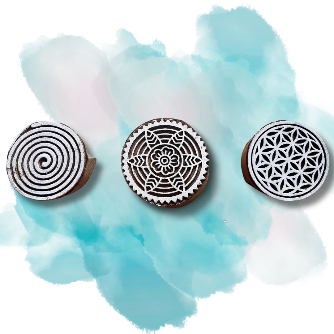 Spiral Dreams Block Printing Blocks - Set of 3