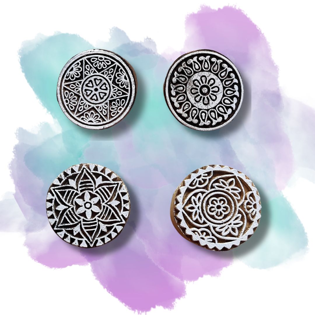 Intricate Florals Block Printing Blocks - Set of 4