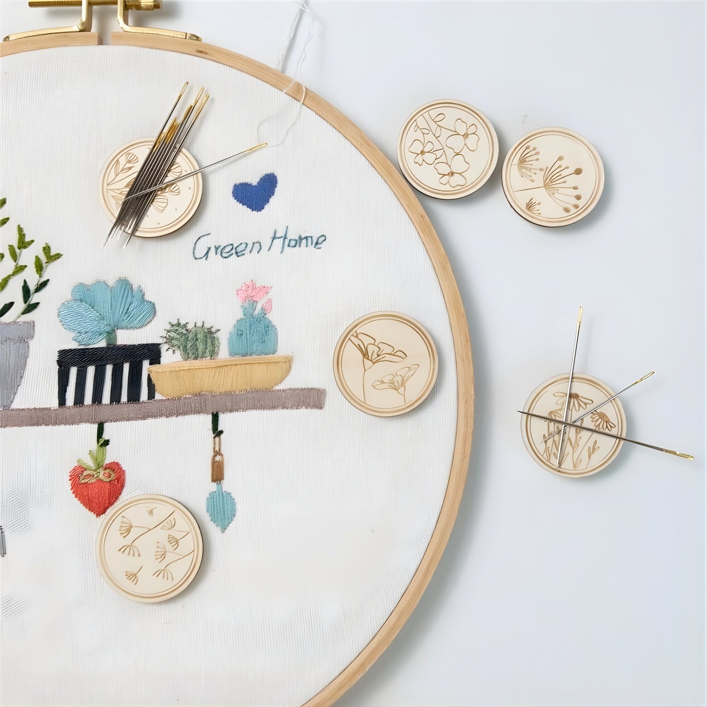 wooden needle holder