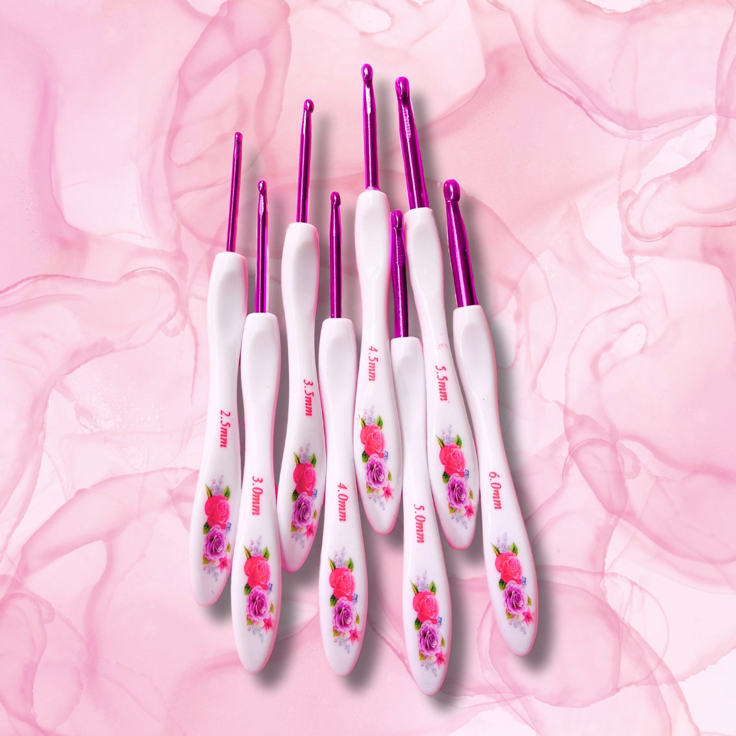 2.5mm-6mm crochet hook set pink large