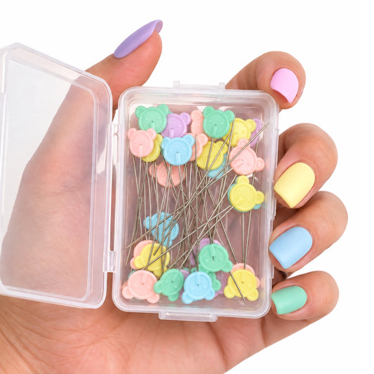 Teddy Bear Sewing Pins - Assorted Pastels (Pack of 50)