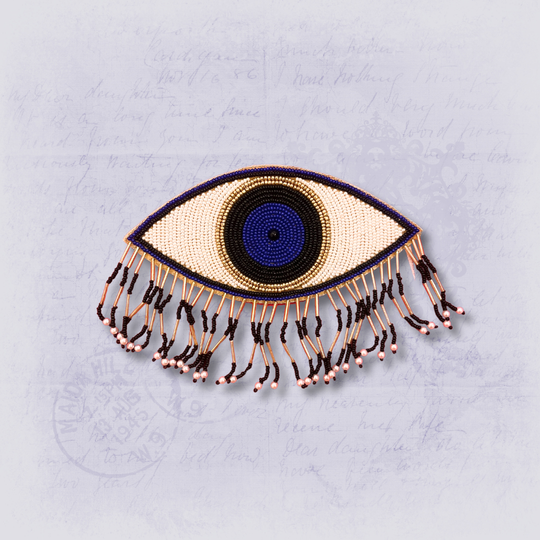 Beaded Evil Eye Embroidery Patch (Large)