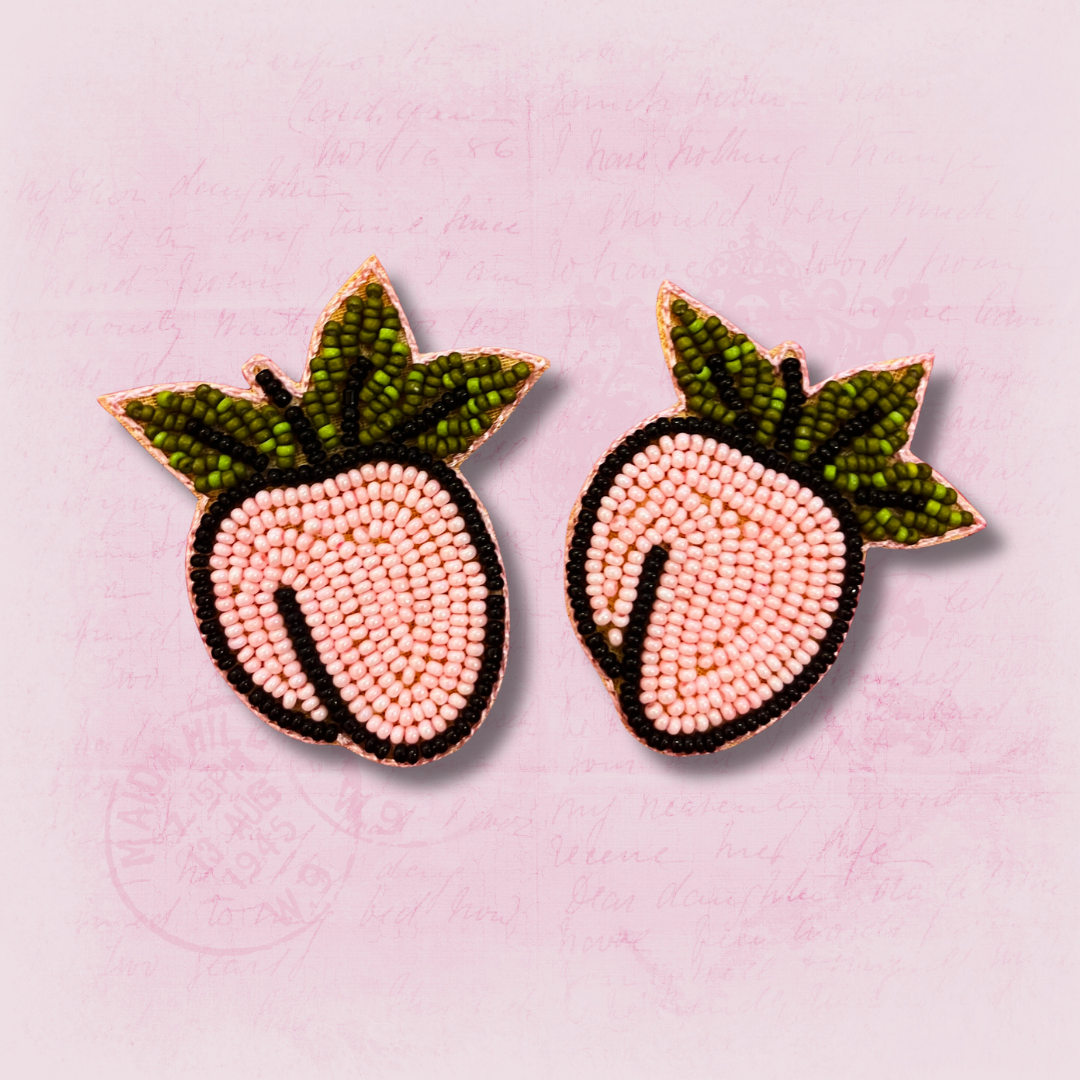 Beaded Strawberry Embroidery Patch