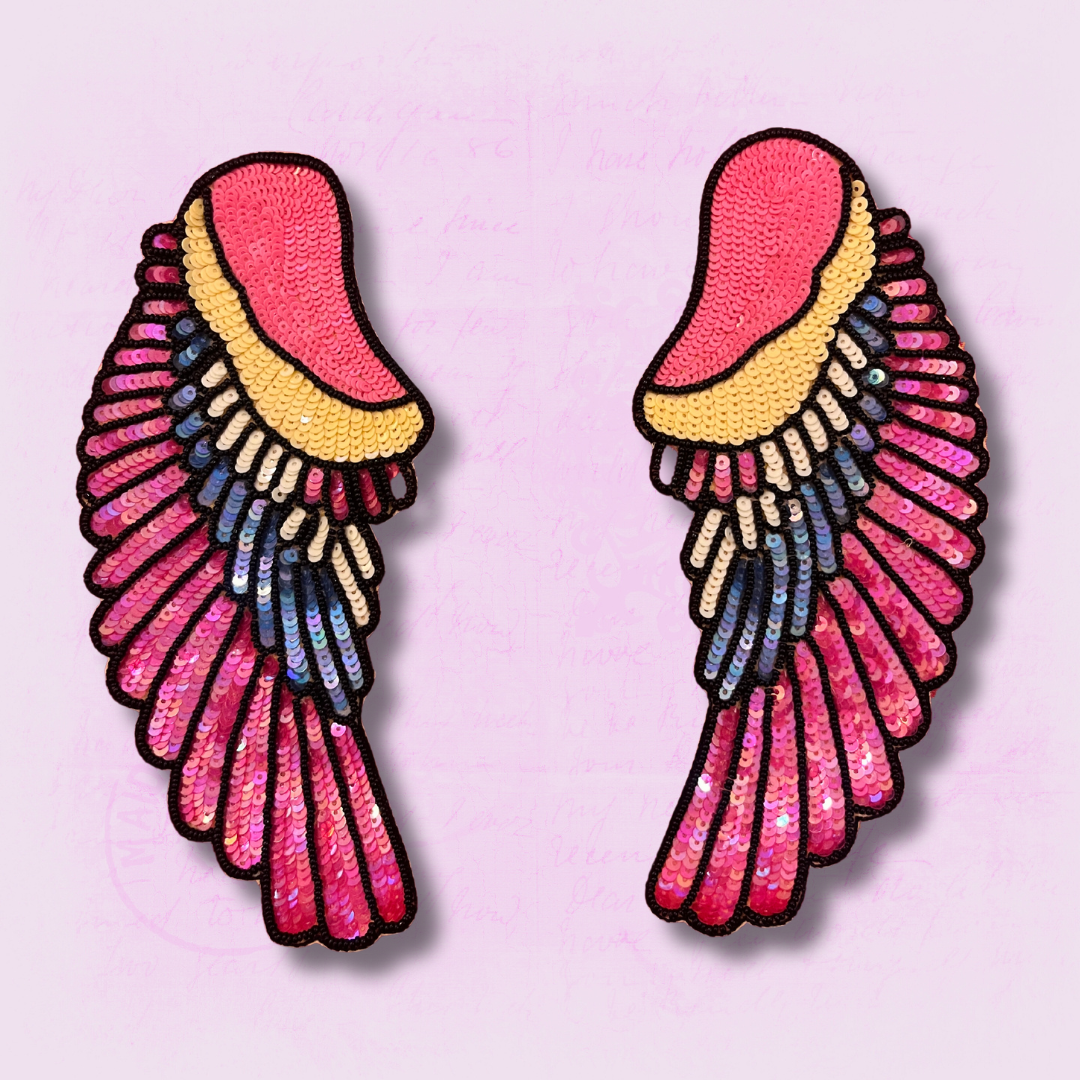 Beaded Wings Embroidery Patch (Large)