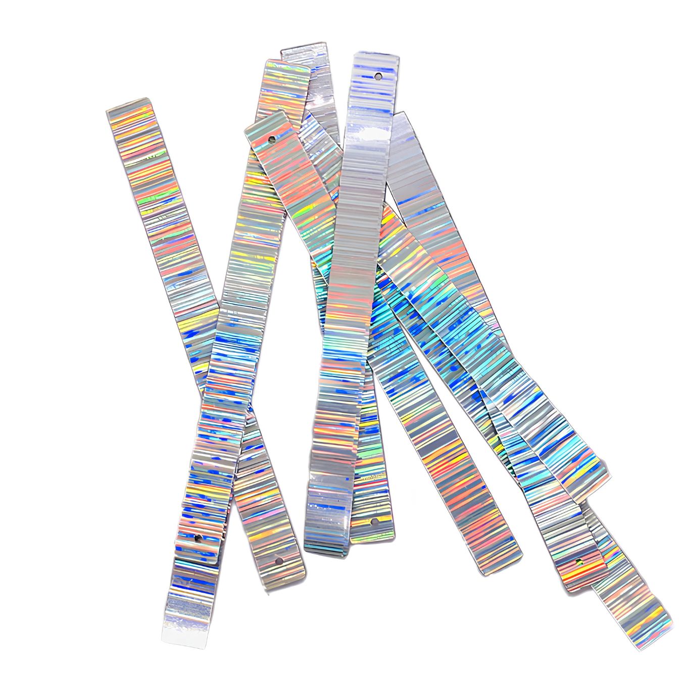 Multicolour Silver-Rainbow Rectangular Plastic Sequins — 100g