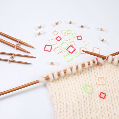 Colour Pop Square Knitting Stitch Markers (24pcs + 10pcs stitch counters)