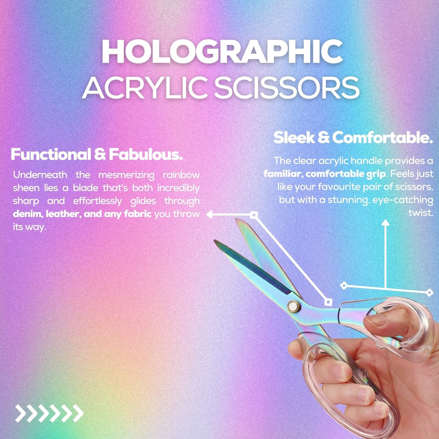 Holographic Acrylic Fabric Scissors (8.5inch)