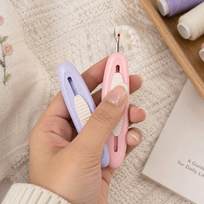 2-in-1 Retractable Seam Ripper + Needle Threader Tool