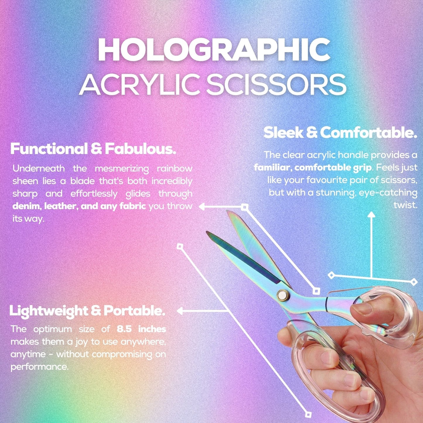 Holographic Acrylic Fabric Scissors (8.5inch)