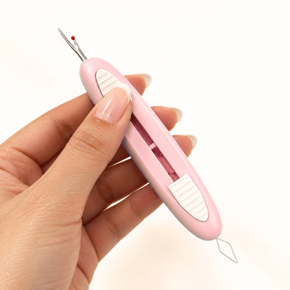 2-in-1 Retractable Seam Ripper + Needle Threader Tool