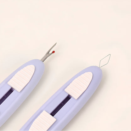 2-in-1 Retractable Seam Ripper + Needle Threader Tool