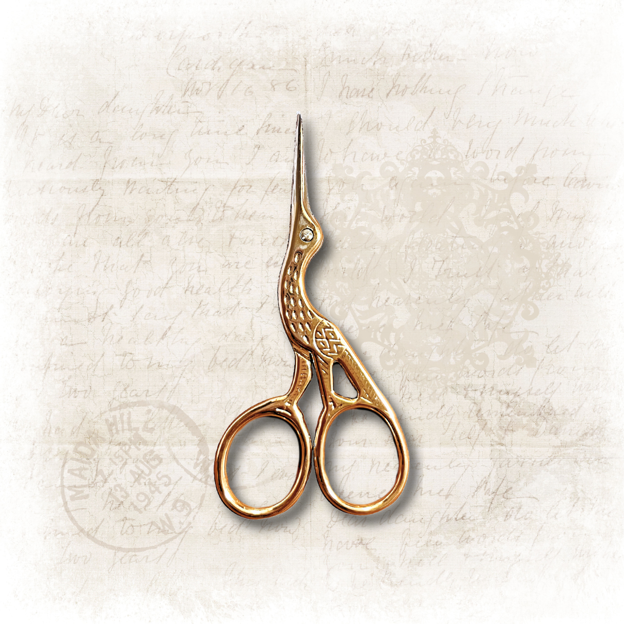 Vintage Sewing Scissors Gold