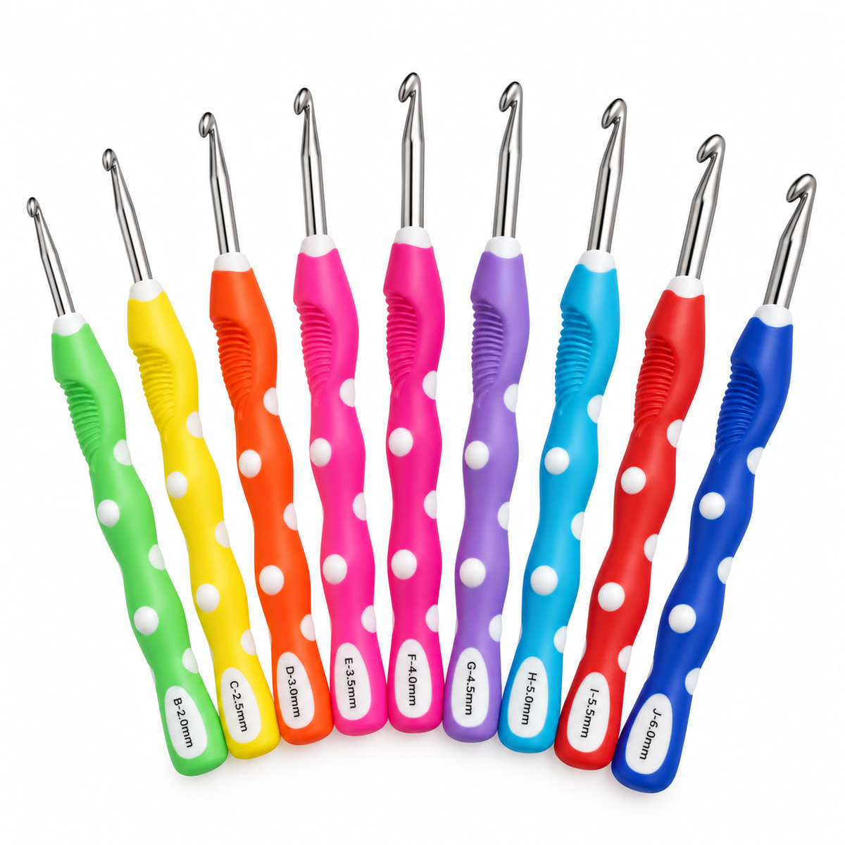 Superior Grip Multicolour Polka Dot Crochet Hook Set (Set of 9)