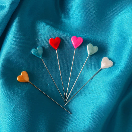 long needle sewing pins heart