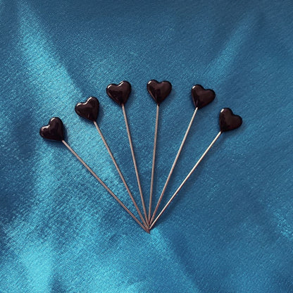 Heart Quilting Pins Black