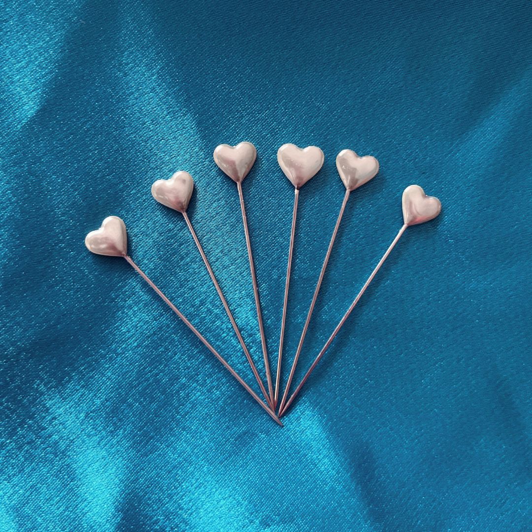 Heart Quilting Pins White