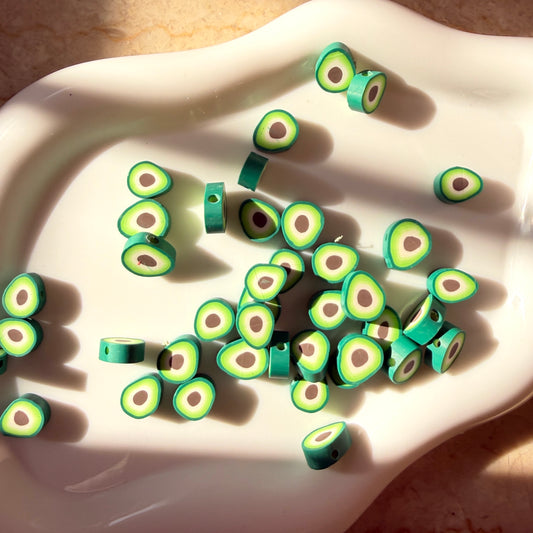 Avocado Polymer Clay Beads — Pack of 20