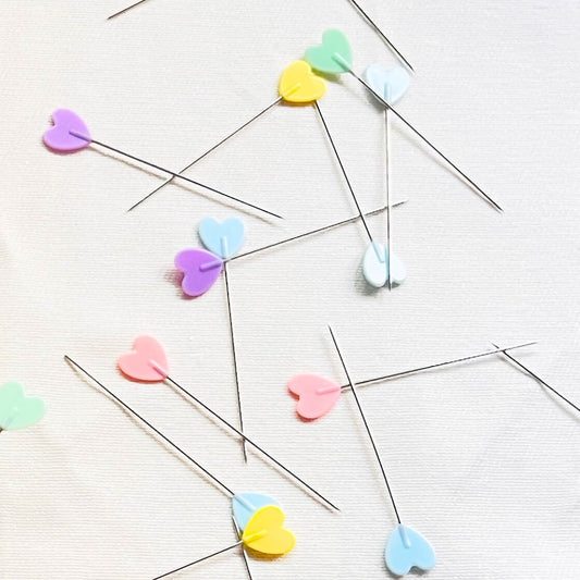 Heart Sewing Pins - Assorted Pastels (Pack of 50)
