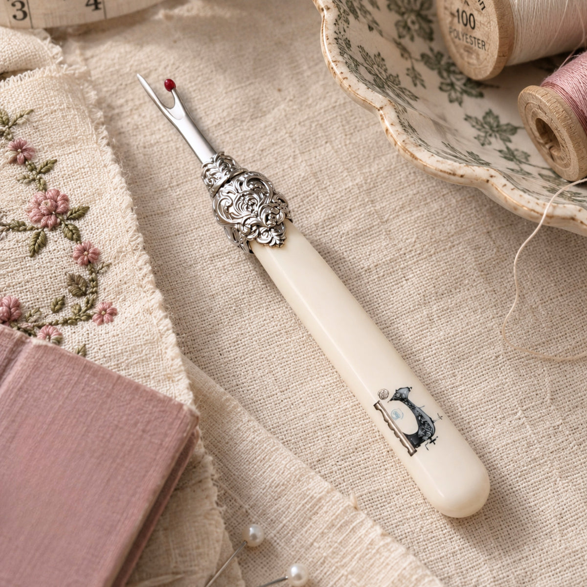 White Ornate Seam Ripper