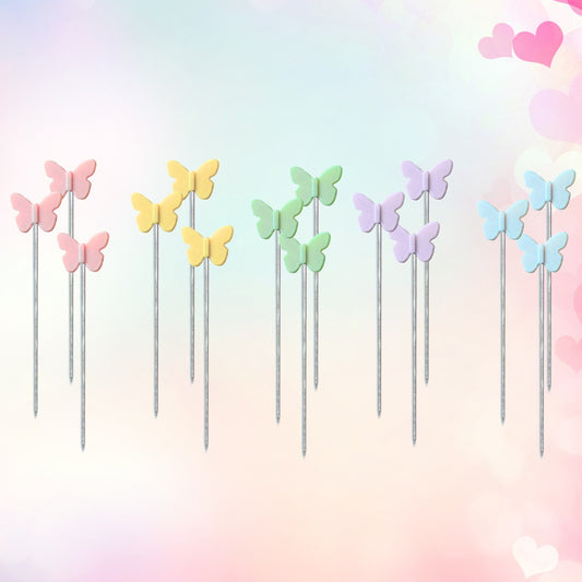 Butterfly Sewing Pins - Assorted Pastels (Pack of 50