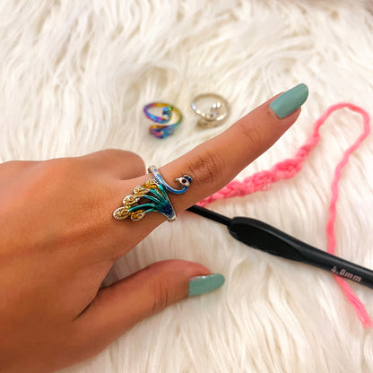 Peacock Crochet Ring for Finger