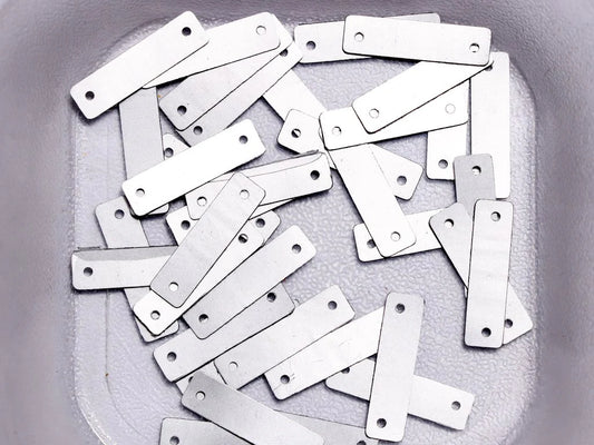 Silver Two Hole Rectangular Plastic Sequins — 100g
