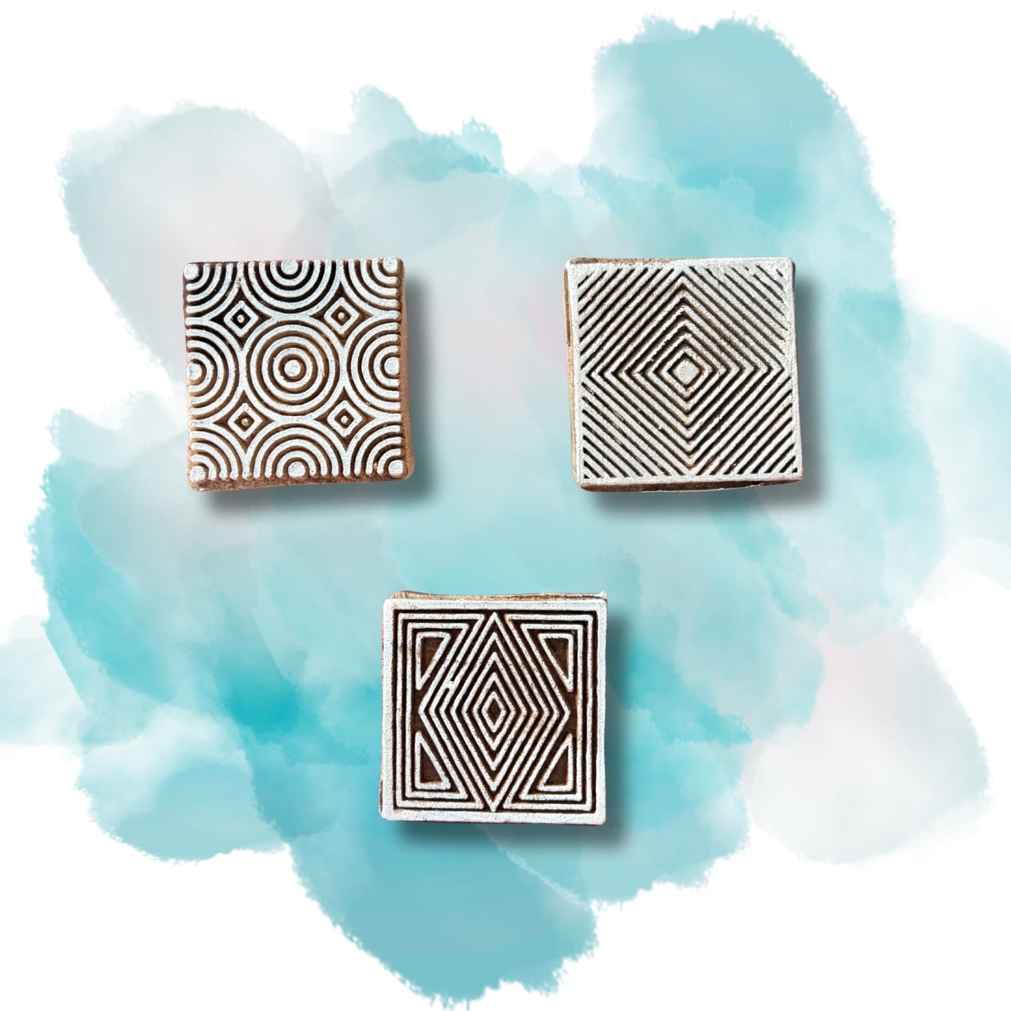 Geometric Block Printing Blocks - Set of 3