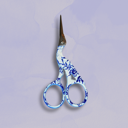 printed blue embroidery scissors