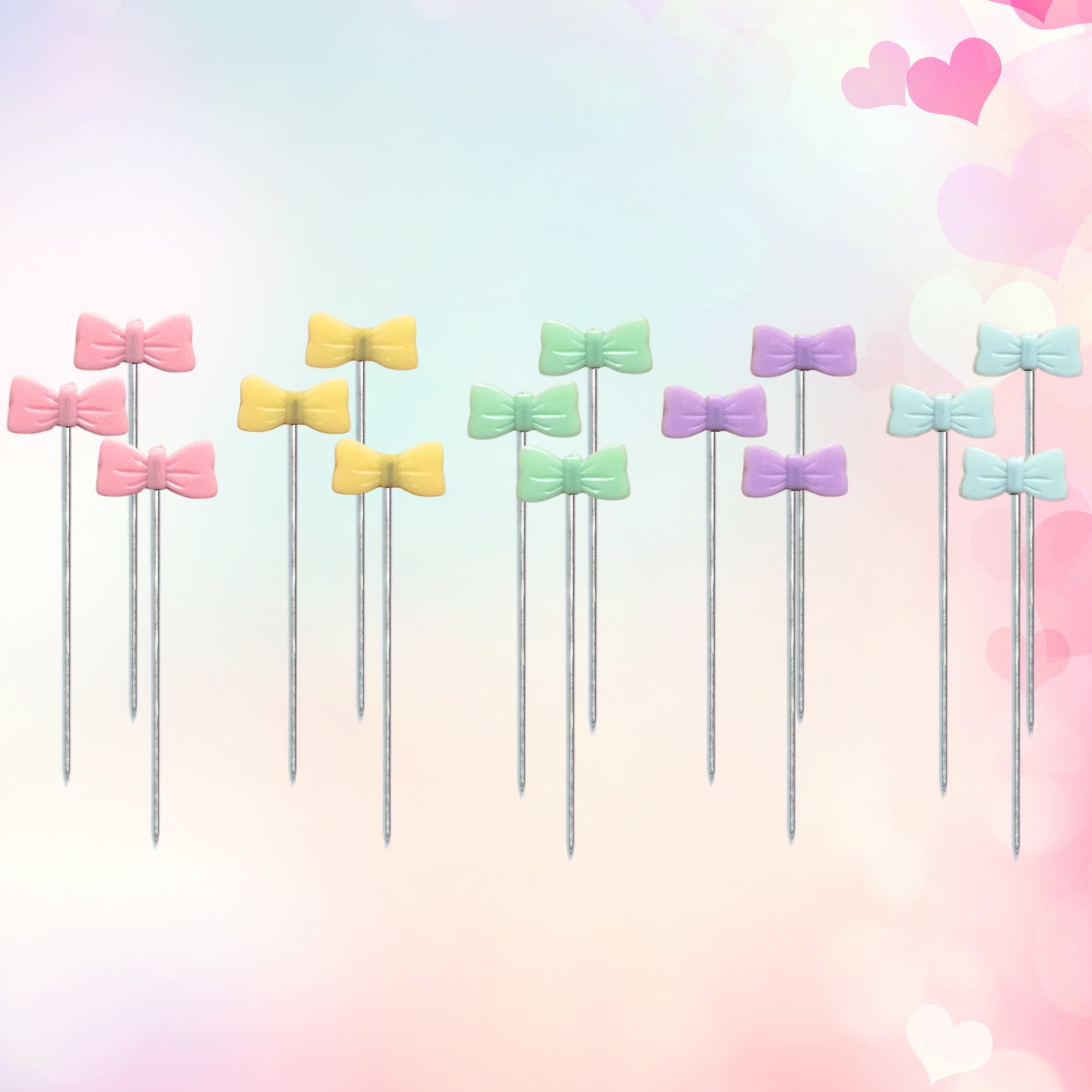 pastel sewing pins bow shape