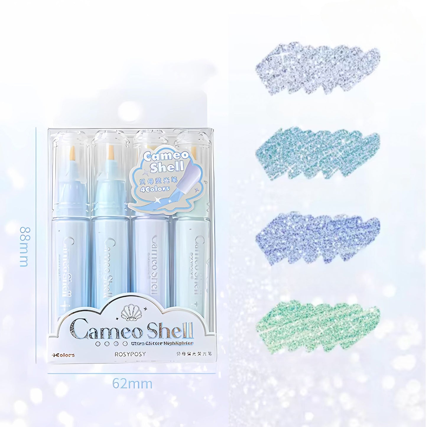 glitter highlighter pens blue