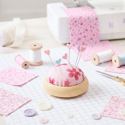 wooden pin cushion pink