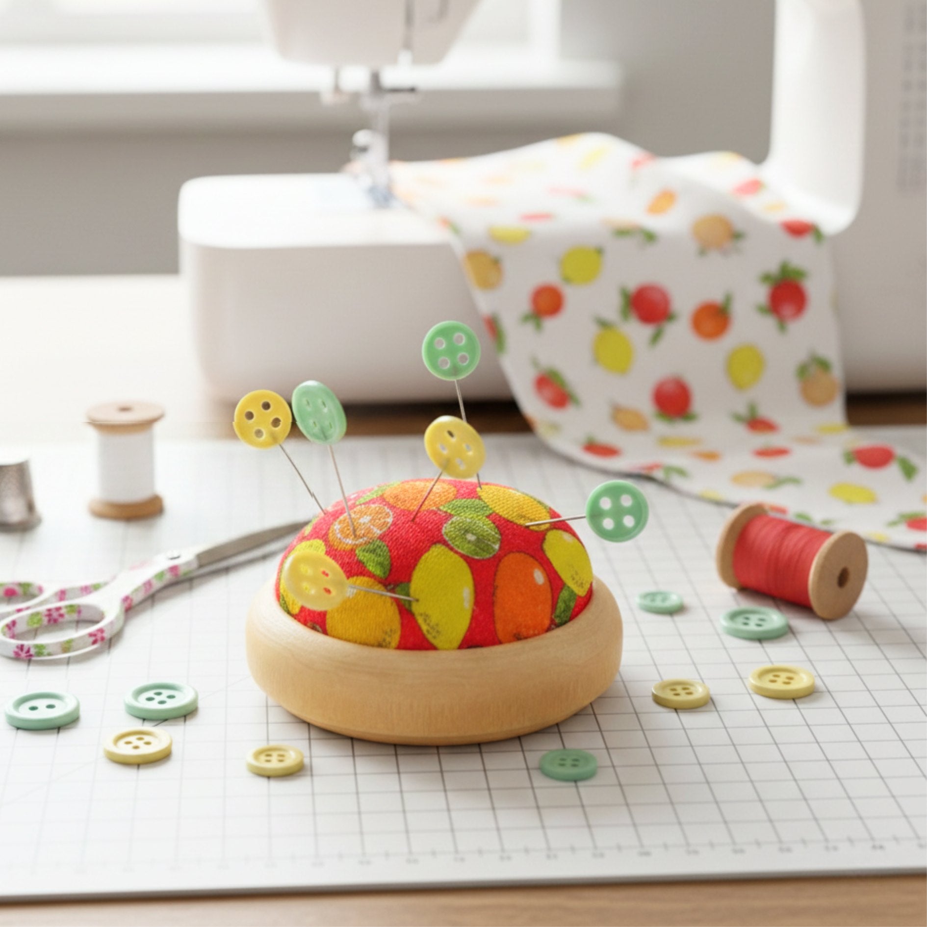 wooden base pin cushion