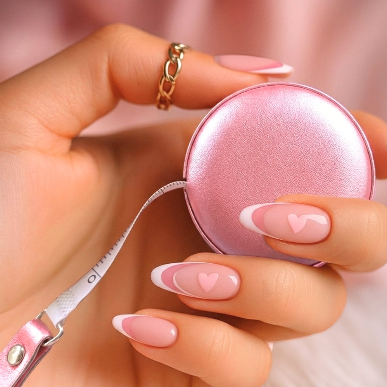 metallic pink tape measure