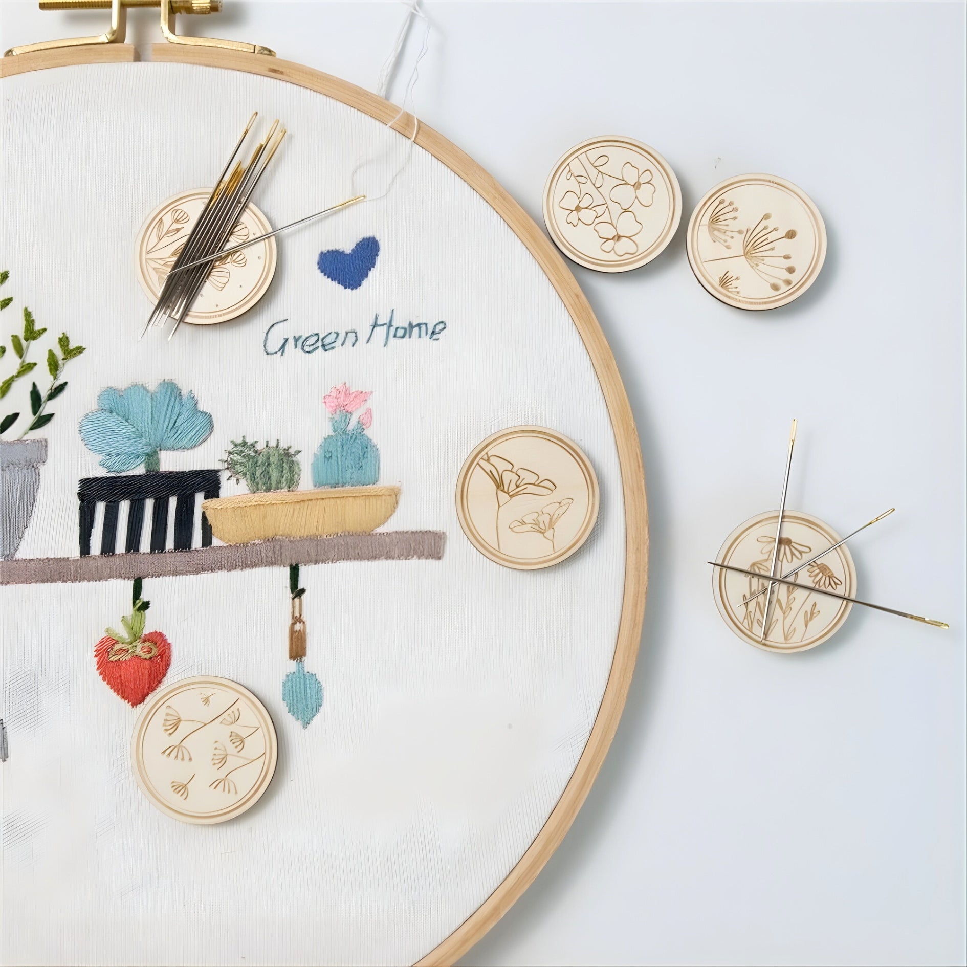 wooden needle holder