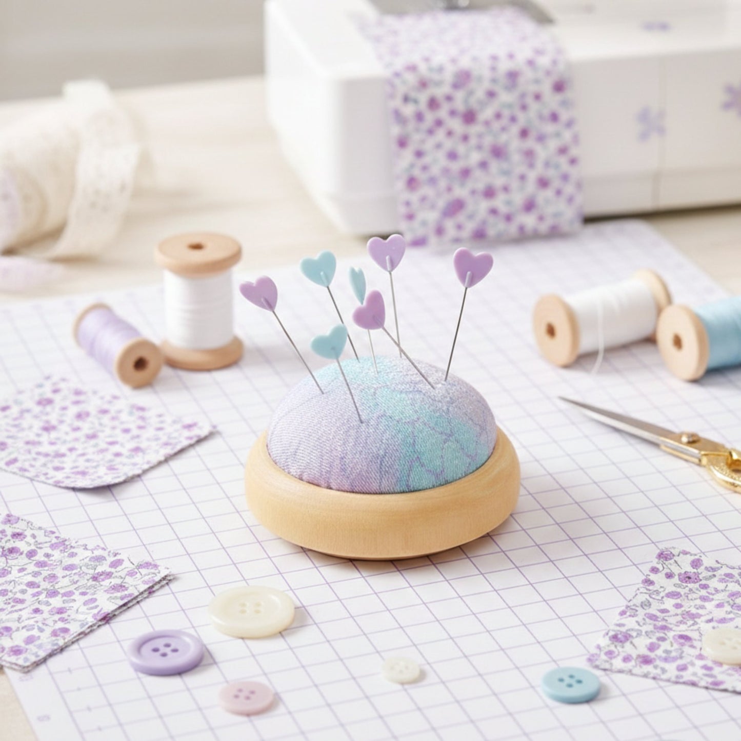 pin cushion wooden base
