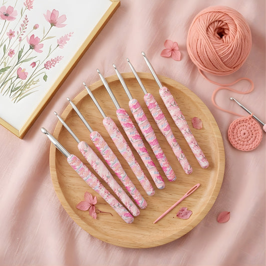 pink aluminium crochet hooks
