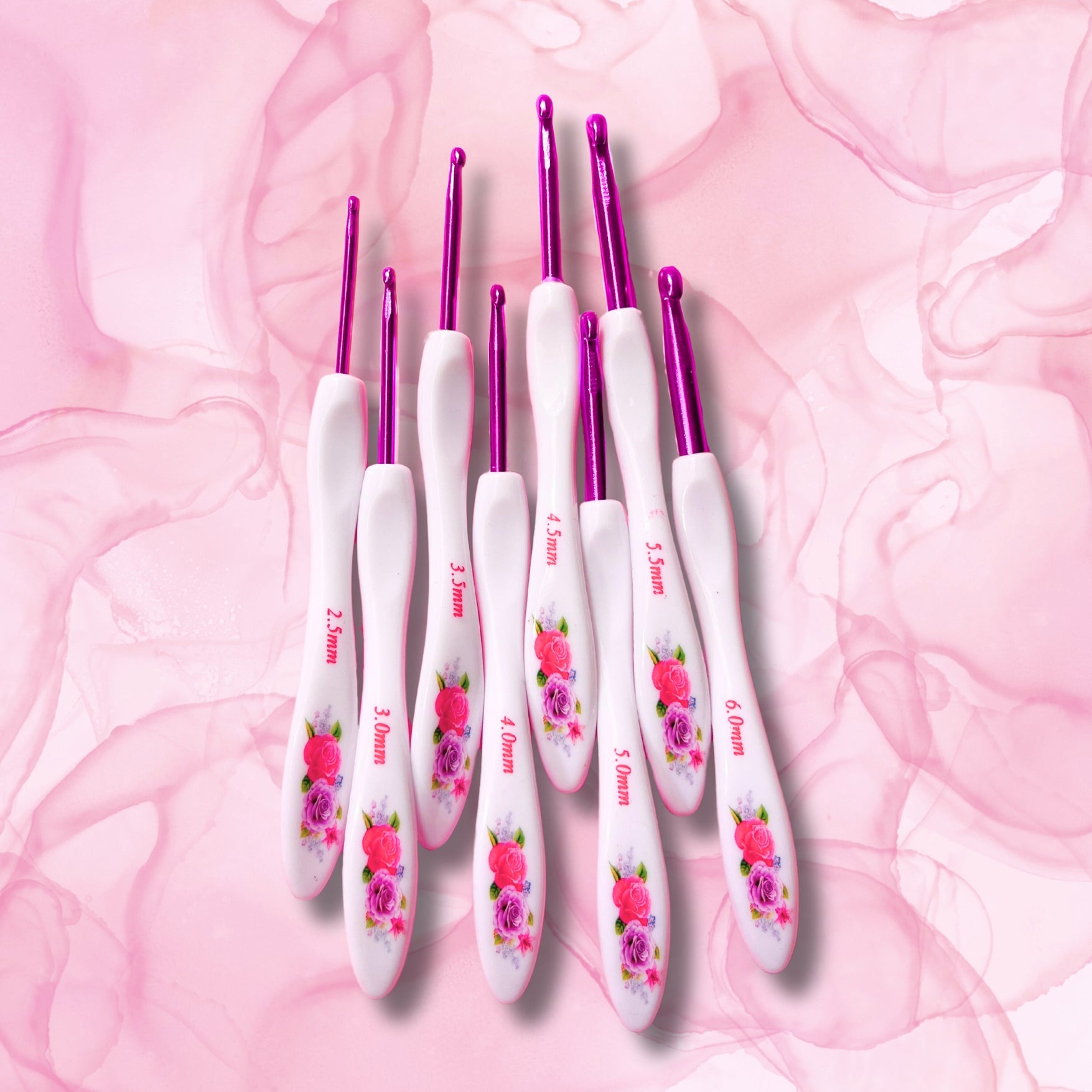2.5mm-6mm crochet hook set pink large